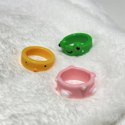 2db Aranyos mosolygós békagyűrű gyanta gyűrű nőknek lányoknak egyszerű állati esztétikus ékszerek baráti gyűrűk nagyszerű parti utazási ajándék
