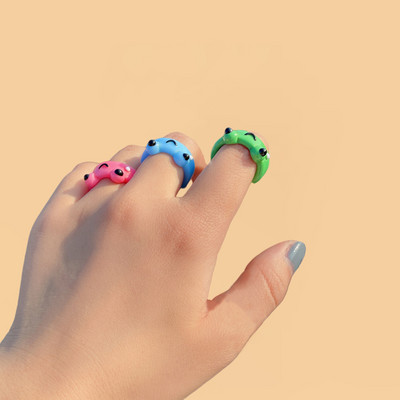 2db Aranyos mosolygós békagyűrű gyanta gyűrű nőknek lányoknak egyszerű állati esztétikus ékszerek baráti gyűrűk nagyszerű parti utazási ajándék