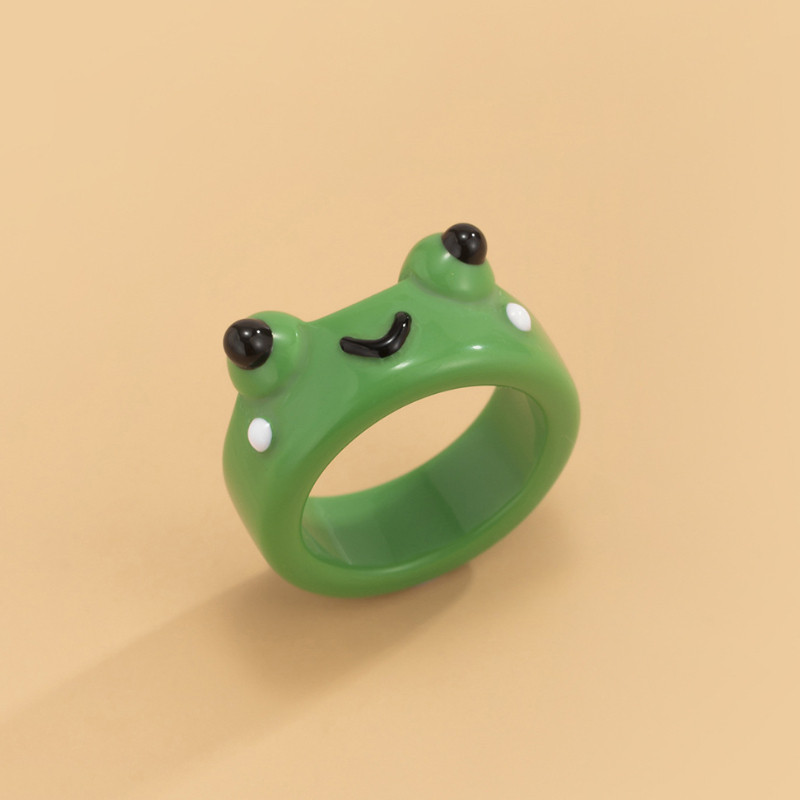 2db Aranyos mosolygós békagyűrű gyanta gyűrű nőknek lányoknak egyszerű állati esztétikus ékszerek baráti gyűrűk nagyszerű parti utazási ajándék
