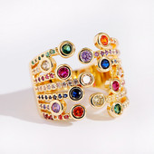 Inel clasic pentru femei Inel reglabil de lux Corful Zircon Cristal Curcubeu Flori Inel Bijuterii de nunta Dropshipping