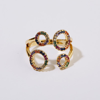 Inel clasic pentru femei Inel reglabil de lux Corful Zircon Cristal Curcubeu Flori Inel Bijuterii de nunta Dropshipping