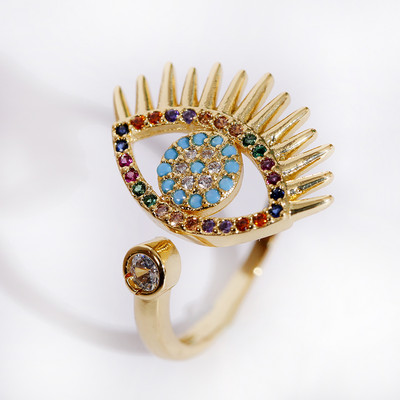 Inel clasic pentru femei Inel reglabil de lux Corful Zircon Cristal Curcubeu Flori Inel Bijuterii de nunta Dropshipping