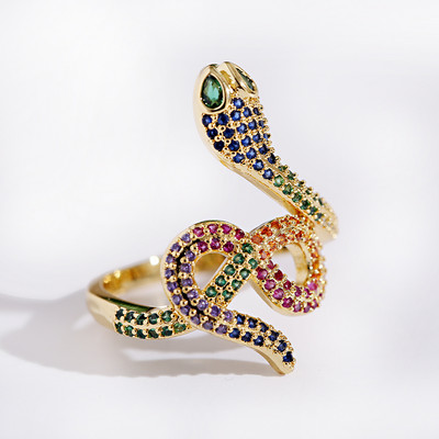 Inel clasic pentru femei Inel reglabil de lux Corful Zircon Cristal Curcubeu Flori Inel Bijuterii de nunta Dropshipping