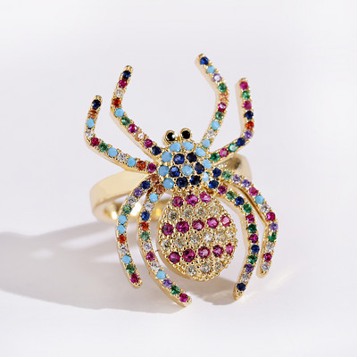 Inel clasic pentru femei Inel reglabil de lux Corful Zircon Cristal Curcubeu Flori Inel Bijuterii de nunta Dropshipping