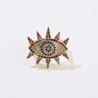 Inel clasic pentru femei Inel reglabil de lux Corful Zircon Cristal Curcubeu Flori Inel Bijuterii de nunta Dropshipping