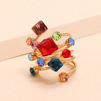 Inel clasic pentru femei Inel reglabil de lux Corful Zircon Cristal Curcubeu Flori Inel Bijuterii de nunta Dropshipping