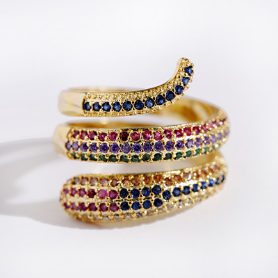 Inel clasic pentru femei Inel reglabil de lux Corful Zircon Cristal Curcubeu Flori Inel Bijuterii de nunta Dropshipping