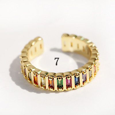 Inel clasic pentru femei Inel reglabil de lux Corful Zircon Cristal Curcubeu Flori Inel Bijuterii de nunta Dropshipping
