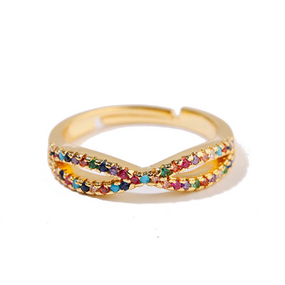 Inel clasic pentru femei Inel reglabil de lux Corful Zircon Cristal Curcubeu Flori Inel Bijuterii de nunta Dropshipping