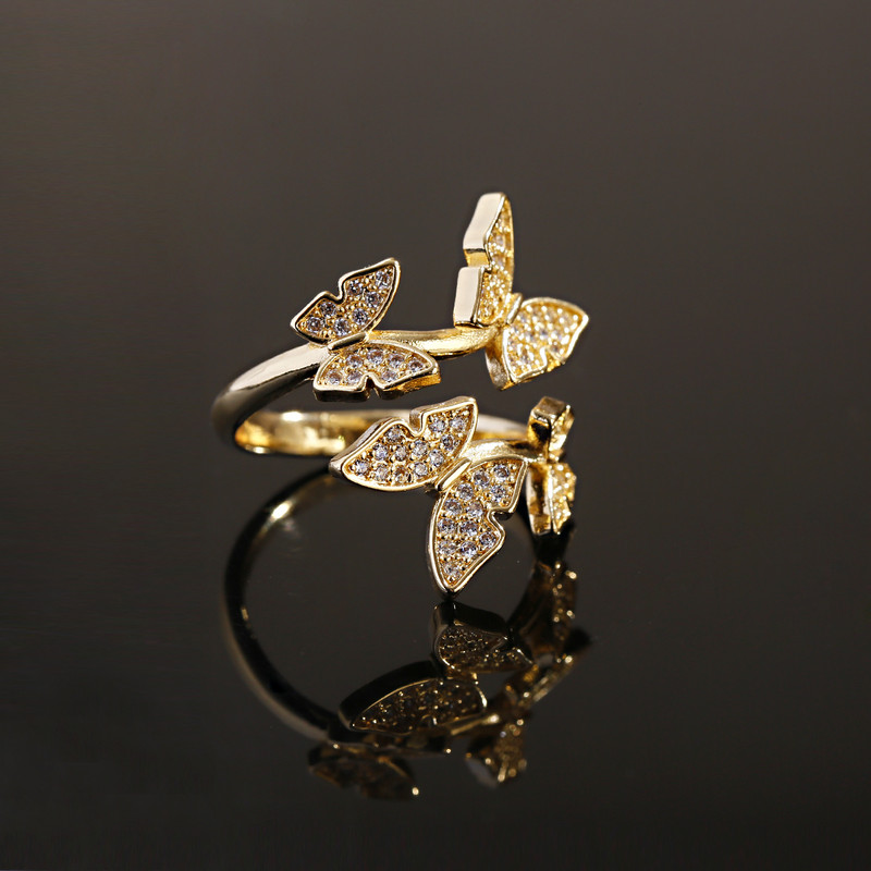 Inel clasic pentru femei Inel reglabil de lux Corful Zircon Cristal Curcubeu Flori Inel Bijuterii de nunta Dropshipping