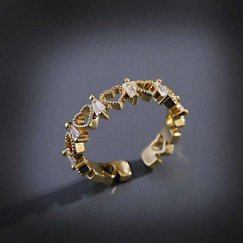 Inel clasic pentru femei Inel reglabil de lux Corful Zircon Cristal Curcubeu Flori Inel Bijuterii de nunta Dropshipping