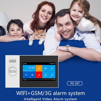 TUYA PG-107 Wifi GSM Домашна охранителна алармена система Управление на приложението Дистанционно управление Сензор за прозорец с 1080P IP камера Интелигентни алармени комплекти