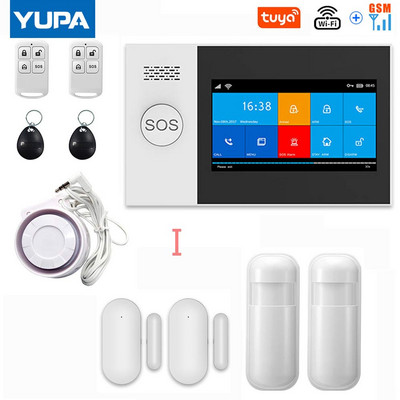 TUYA PG-107 Wifi GSM mājas drošības signalizācijas sistēmas lietotņu vadības tālvadības pults loga sensors ar 1080P IP kameru viedajiem trauksmes komplektiem