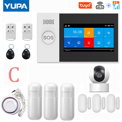 TUYA PG-107 Wifi GSM mājas drošības signalizācijas sistēmas lietotņu vadības tālvadības pults loga sensors ar 1080P IP kameru viedajiem trauksmes komplektiem
