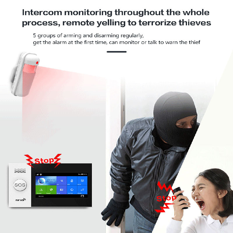 TUYA PG-107 Wifi GSM kućni sigurnosni alarmni sustav Kontrola aplikacije Daljinski upravljač Senzor prozora s 1080P IP kamerom Pametni alarmni setovi