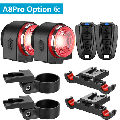 Awapow stražnje svjetlo za bicikl protiv krađe, USB punjenje, stražnje svjetlo za bicikl IPX5 Vodootporni automatski indukcijski alarm za svjetiljku za bicikl