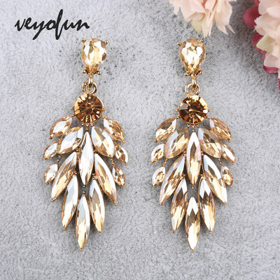 Veyofun Bohemia Crystal Drop Party Булчински висящи обеци Модни бижута за жени Подарък на едро