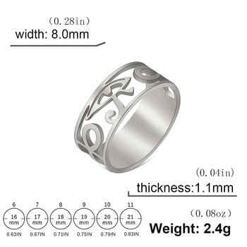 LIKGREAT Ancient Egypt Eye of Horus пръстен от неръждаема стомана Hollow Ra Udjat Finger Rings for Women Protection Lucky Amulet Jewelry