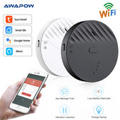 Awapow Tuya WiFi Senzor de vibrații Alarma Fereastra Ușă Detector de vibrații fără fir 130dB Sunet pentru Sistem antifurt de securitate la domiciliu