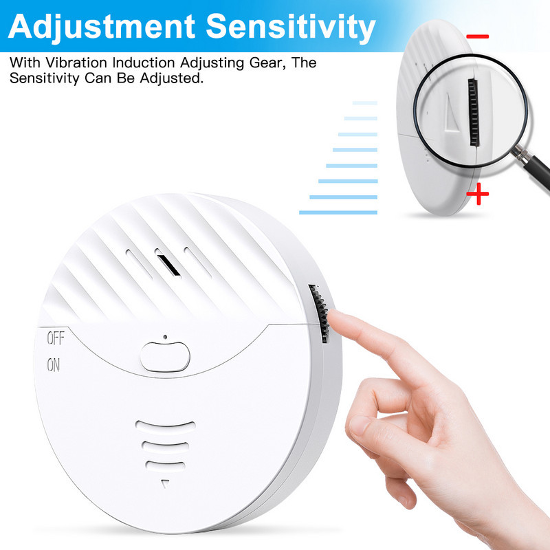 Awapow Tuya WiFi Senzor de vibrații Alarma Fereastra Ușă Detector de vibrații fără fir 130dB Sunet pentru Sistem antifurt de securitate la domiciliu