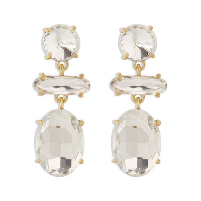 XIALUOKE Cercei cu picătură de cristal, geometric, rotund, oval, cu mozaic, pentru femei, cercei lungi hiperbole vintage, bijuterii de petrecere