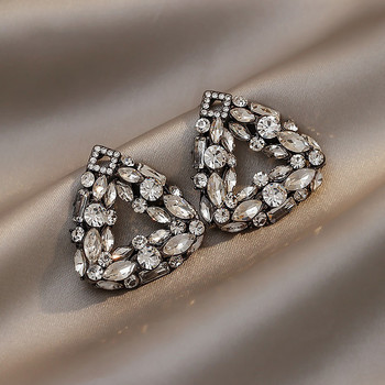 BYSPT Луксозни обеци с водна капка Сиви кристални овални обеци за жени Бижута за пиърсинг