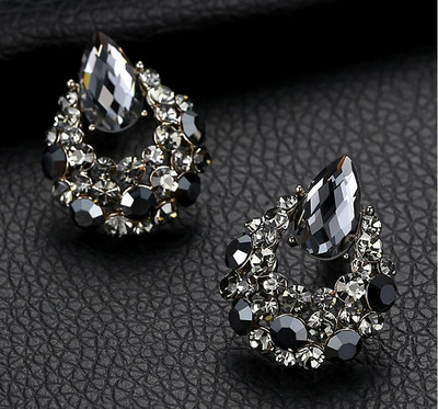 BYSPT luxus vízcsepp fülbevaló szürke kristály ovális fülbevaló női piercing ékszer