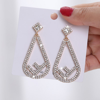 BYSPT luxus vízcsepp fülbevaló szürke kristály ovális fülbevaló női piercing ékszer