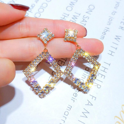 BYSPT luxus vízcsepp fülbevaló szürke kristály ovális fülbevaló női piercing ékszer