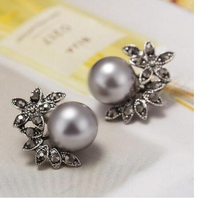 BYSPT luxus vízcsepp fülbevaló szürke kristály ovális fülbevaló női piercing ékszer