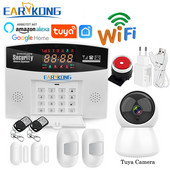 Tuya Wifi GSM mājas apzagšanas signalizācijas sistēma 433MHz detektora trauksmes atbalsts GSM SIM kartes balss domofons Wifi Tuyasmart Smart Life APP