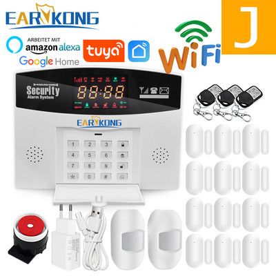Tuya Wifi GSM mājas apzagšanas signalizācijas sistēma 433MHz detektora trauksmes atbalsts GSM SIM kartes balss domofons Wifi Tuyasmart Smart Life APP
