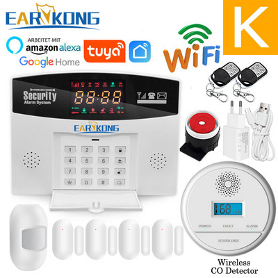 Tuya Wifi GSM mājas apzagšanas signalizācijas sistēma 433MHz detektora trauksmes atbalsts GSM SIM kartes balss domofons Wifi Tuyasmart Smart Life APP