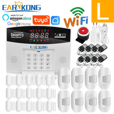 Tuya Wifi GSM mājas apzagšanas signalizācijas sistēma 433MHz detektora trauksmes atbalsts GSM SIM kartes balss domofons Wifi Tuyasmart Smart Life APP