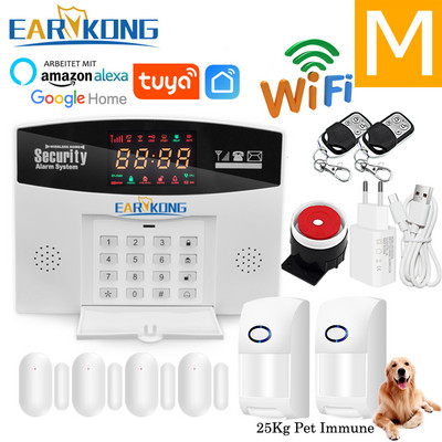 Tuya Wifi GSM mājas apzagšanas signalizācijas sistēma 433MHz detektora trauksmes atbalsts GSM SIM kartes balss domofons Wifi Tuyasmart Smart Life APP