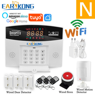 Tuya Wifi GSM mājas apzagšanas signalizācijas sistēma 433MHz detektora trauksmes atbalsts GSM SIM kartes balss domofons Wifi Tuyasmart Smart Life APP