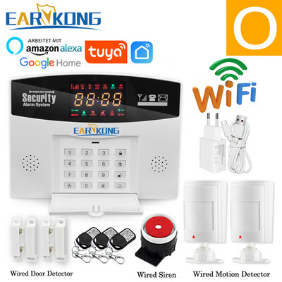 Tuya Wifi GSM mājas apzagšanas signalizācijas sistēma 433MHz detektora trauksmes atbalsts GSM SIM kartes balss domofons Wifi Tuyasmart Smart Life APP
