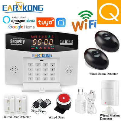 Tuya Wifi GSM mājas apzagšanas signalizācijas sistēma 433MHz detektora trauksmes atbalsts GSM SIM kartes balss domofons Wifi Tuyasmart Smart Life APP