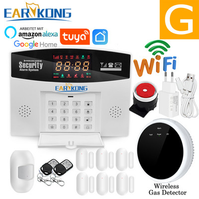 Tuya Wifi GSM mājas apzagšanas signalizācijas sistēma 433MHz detektora trauksmes atbalsts GSM SIM kartes balss domofons Wifi Tuyasmart Smart Life APP