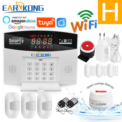 Tuya Wifi GSM mājas apzagšanas signalizācijas sistēma 433MHz detektora trauksmes atbalsts GSM SIM kartes balss domofons Wifi Tuyasmart Smart Life APP