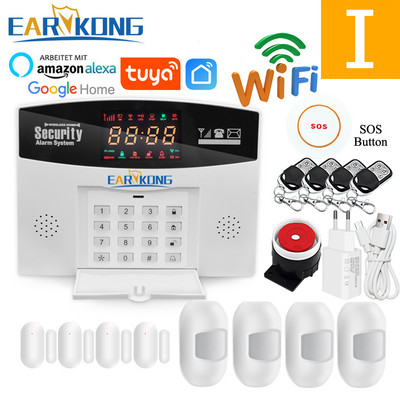 Tuya Wifi GSM mājas apzagšanas signalizācijas sistēma 433MHz detektora trauksmes atbalsts GSM SIM kartes balss domofons Wifi Tuyasmart Smart Life APP