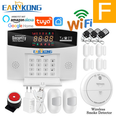 Tuya Wifi GSM mājas apzagšanas signalizācijas sistēma 433MHz detektora trauksmes atbalsts GSM SIM kartes balss domofons Wifi Tuyasmart Smart Life APP