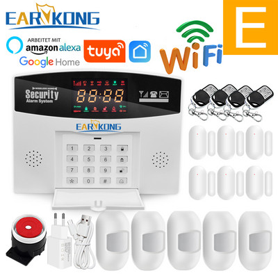 Tuya Wifi GSM mājas apzagšanas signalizācijas sistēma 433MHz detektora trauksmes atbalsts GSM SIM kartes balss domofons Wifi Tuyasmart Smart Life APP