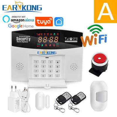Tuya Wifi GSM mājas apzagšanas signalizācijas sistēma 433MHz detektora trauksmes atbalsts GSM SIM kartes balss domofons Wifi Tuyasmart Smart Life APP