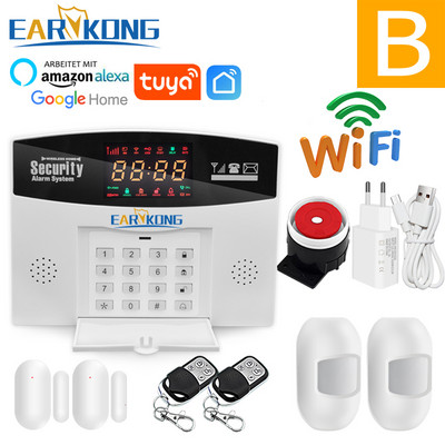 Tuya Wifi GSM mājas apzagšanas signalizācijas sistēma 433MHz detektora trauksmes atbalsts GSM SIM kartes balss domofons Wifi Tuyasmart Smart Life APP
