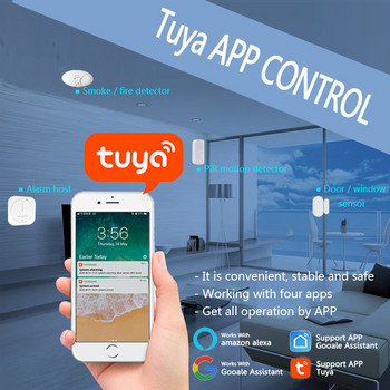 Tuya Google Wifi Smart Home Ασύρματο σύστημα συναγερμού GSM Security Tuch με ανιχνευτή 433 MHz Υποστηρίζει αισθητήρα κίνησης σειρήνας