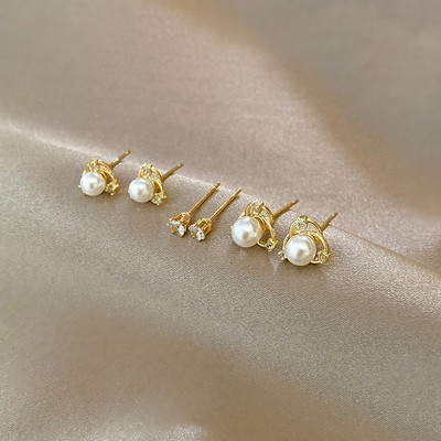 Három részes öltöny kis dizájn értelmes búza Tüskegyöngy nyaklánc fülbevaló karkötő szett hideg szellő egyszerű internet híres ékszer