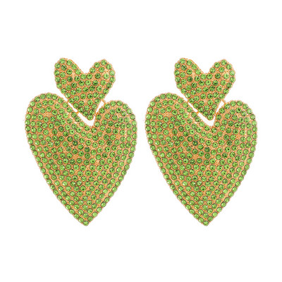 Ztech nagy dupla szív fülbevaló nőknek 9 színű nyilatkozat kiegészítők női pendientes luxus koreai divat ékszerek