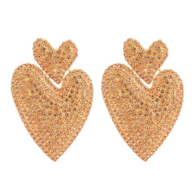 Ztech nagy dupla szív fülbevaló nőknek 9 színű nyilatkozat kiegészítők női pendientes luxus koreai divat ékszerek