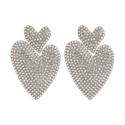 Ztech nagy dupla szív fülbevaló nőknek 9 színű nyilatkozat kiegészítők női pendientes luxus koreai divat ékszerek